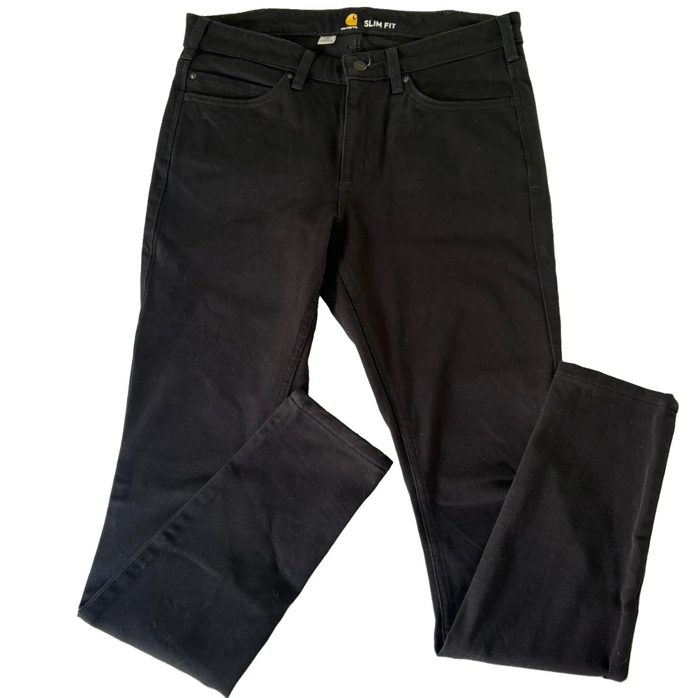 Carhartt Slim Fit Skinny Leg Womens Black Denim Jeans Sz 10T working denim